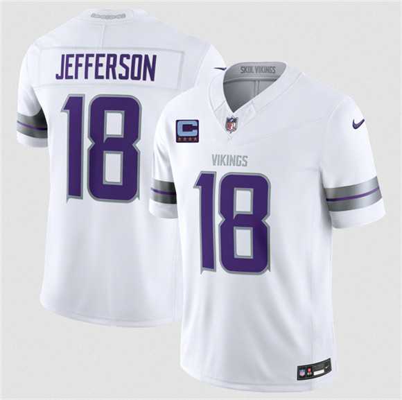 Men%27s Minnesota Vikings #18 Justin Jefferson White 2026 F.U.S.E. With 4-Star C Patch Winter Warrior Limited Stitched Jersey Dzhi->minnesota vikings->NFL Jersey