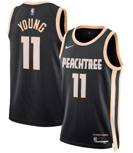 Mens Atlanta Hawks #11 Trae Young Black 2025-26 City Edition Swingman Stitched Jersey Dzhi->atlanta hawks->NBA Jersey