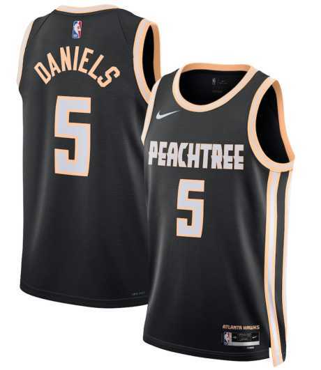 Mens Atlanta Hawks #5 Dyson Daniels Black 2025-26 City Edition Swingman Stitched Jersey Dzhi->atlanta hawks->NBA Jersey