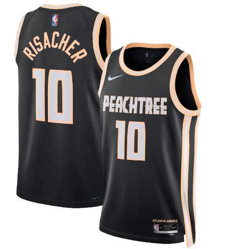 Mens Atlanta Hawks #10 Zaccharie Risacher Black 2025-26 City Edition Swingman Stitched Jersey Dzhi->atlanta hawks->NBA Jersey