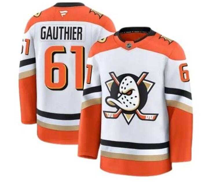 Men%27S Anaheim Ducks #61 Cutter Gauthier Fanatics Branded Away White Premium Stitched Jersey Dzhi->nhl youth jerseys->NHL Jersey