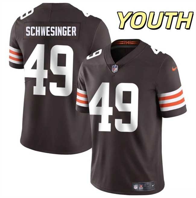Youth Cleveland Browns #49 Carson Schwesinger Brown Vapor Untouchable Limited Stitched Jersey Dzhi->cleveland browns->NFL Jersey