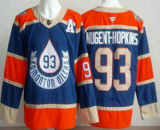 Mens Edmonton Oilers #93 Ryan Nugent Hopkins Blue Heritage Classic Authentic Jersey->edmonton oilers->NHL Jersey