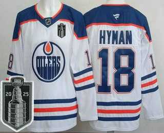 Mens Edmonton Oilers #18 Zach Hyman White 2025 Stanley Cup Final Authentic Jersey->edmonton oilers->NHL Jersey