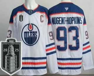Mens Edmonton Oilers #93 Ryan Nugent Hopkins White 2025 Stanley Cup Final Authentic Jersey->edmonton oilers->NHL Jersey