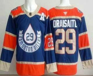 Mens Edmonton Oilers #29 Leon Draisaitl Blue Heritage Classic Authentic Jersey->edmonton oilers->NHL Jersey