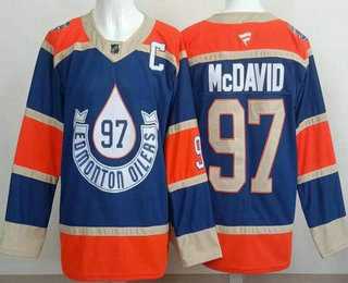 Mens Edmonton Oilers #97 Connor McDavid Blue Heritage Classic Authentic Jersey->edmonton oilers->NHL Jersey