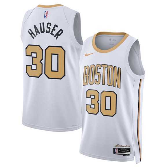 Mens Boston Celtics #30 Sam Hauser White 2025-26 City Edition Swingman Stitched Jersey Dzhi->boston celtics->NBA Jersey