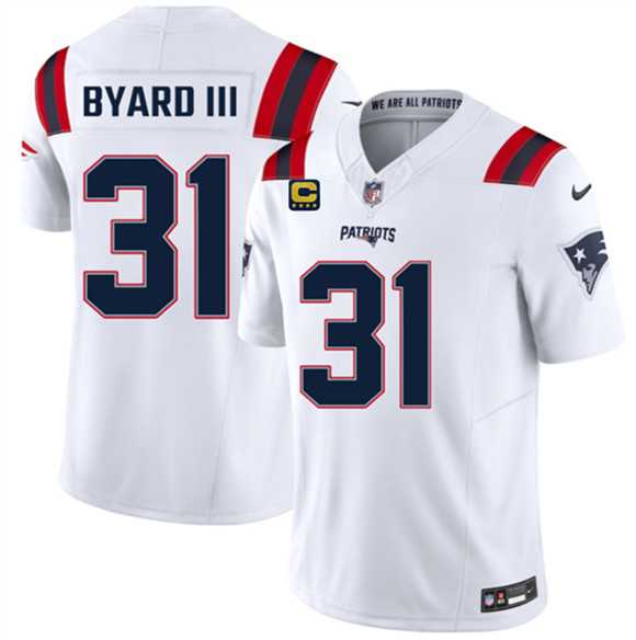 Mens New England Patriots #31 Kevin Byard III White 2026 F.U.S.E. 4-Star C Pach Vapor Limited Stitched Jersey Dzhi->new england patriots->NFL Jersey