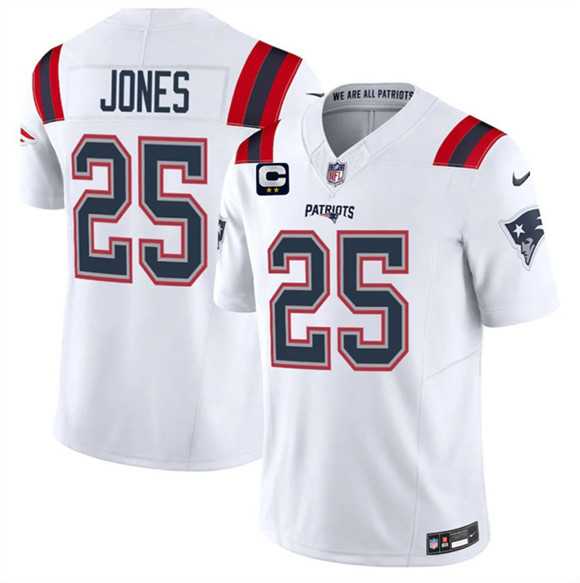 Mens New England Patriots #25 Marcus Jones White 2026 F.U.S.E. 2-Star C Pach Vapor Limited Stitched Jersey Dzhi->new england patriots->NFL Jersey