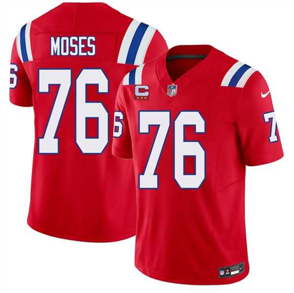 Mens New England Patriots #76 Morgan Moses Red 2026 F.U.S.E. 3-Star C Pach Vapor Limited Stitched Jersey Dzhi->new england patriots->NFL Jersey