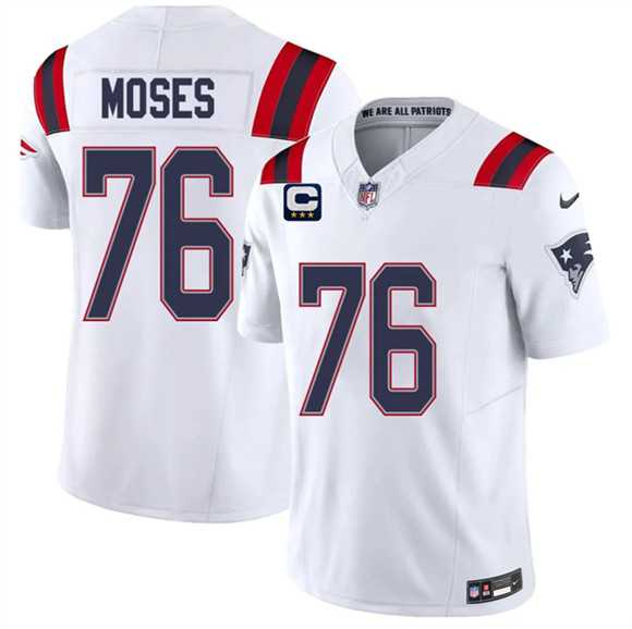 Mens New England Patriots #76 KMorgan Moses White 2026 F.U.S.E. 3-Star C Pach Vapor Limited Stitched Jersey Dzhi->new england patriots->NFL Jersey
