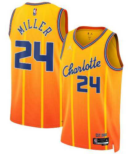 Mens Charlotte Hornets #24 Brandon Miller Gold 2025-26 City Edition Swingman Stitched Jersey Dzhi->charlotte hornets->NBA Jersey