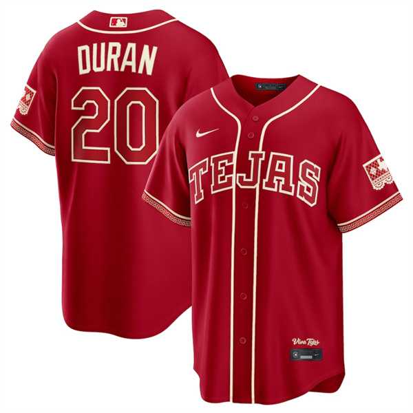 Men%27s Texas Rangers #20 Ezequiel Duran Red 2026 City Connect Stadium Stitched Jersey Dzhi->texas rangers->MLB Jersey