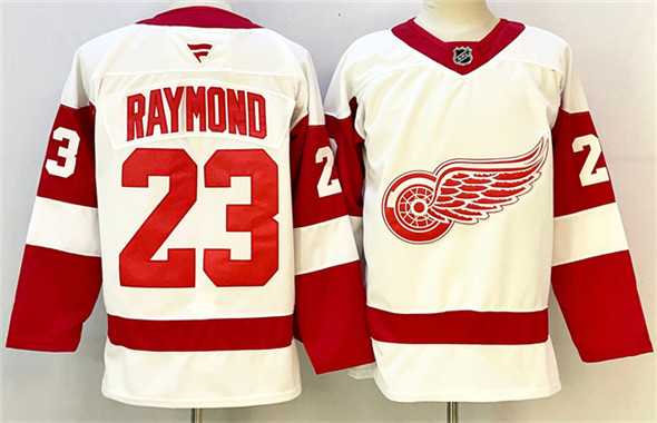 Mens Detroit Red Wings #23 Lucas Raymond White 2024-25 Stitched Jersey->detroit red wings->NHL Jersey