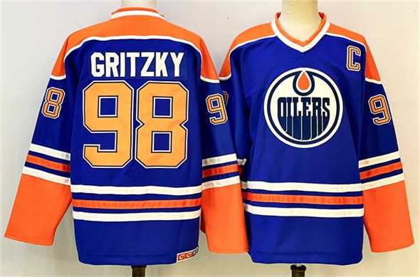 Men%27s Edmonton Oilers #98 Wayne Gretzky Royal 2025 With C Patch Stitched Hockey Jersey->detroit red wings->NHL Jersey