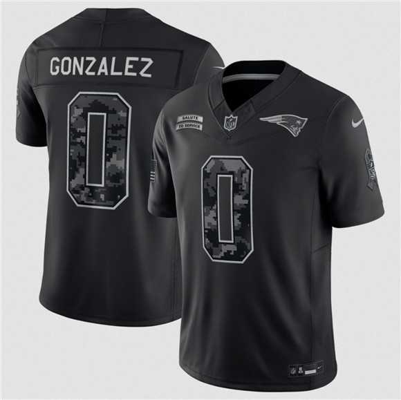 Men%27s New England Patriots #0 Christian Gonzalez Black 2026 Salute to Service Limited Stitched Jersey->new england patriots->NFL Jersey