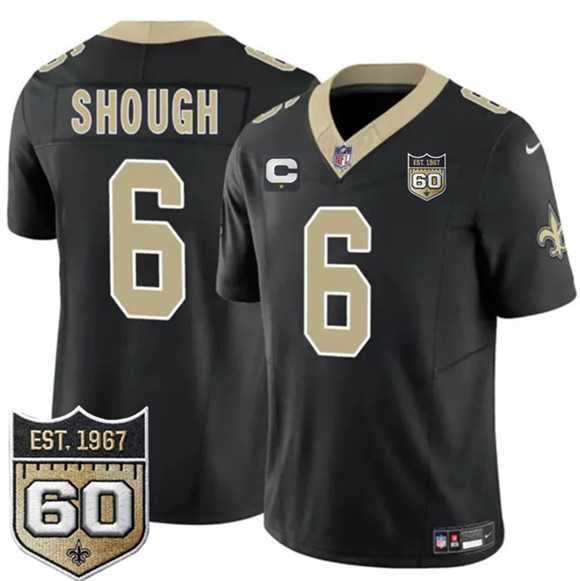Men%27s New Orleans Saints #6 Tyler Shough Black 2026 F.U.S.E With 1-Star C Patch And 60th Anniversary Patch Vapor Limited Stitched Jersey Dzhi->new orleans saints->NFL Jersey