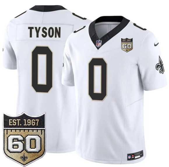 Men%27s New Orleans Saints #0 Jordyn Tyson White 2026 F.U.S.E 60th Anniversary Patch Vapor Limited Stitched Jersey Dzhi->new england patriots->NFL Jersey