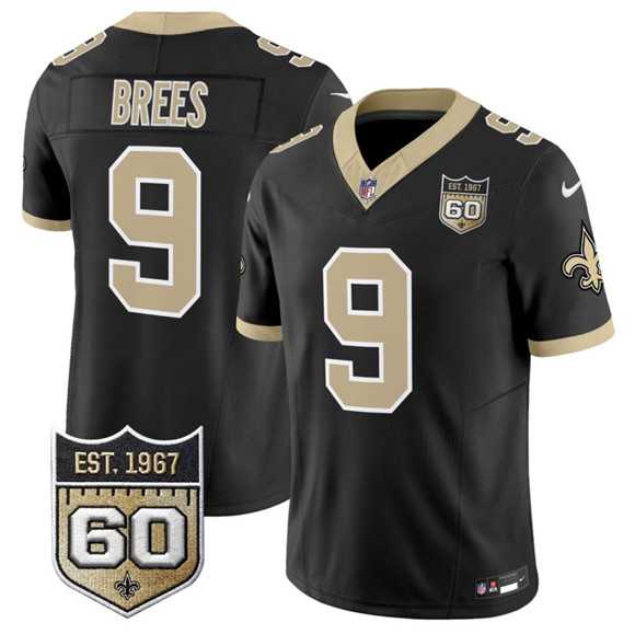 Men%27s New Orleans Saints #9 Drew Brees Black 2026 F.U.S.E 60th Anniversary Patch Vapor Limited Stitched Jersey Dzhi->new orleans saints->NFL Jersey