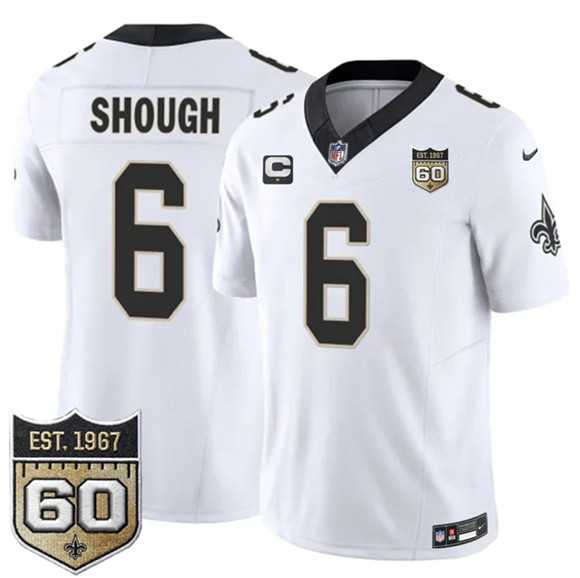 Men%27s New Orleans Saints #6 Tyler Shough White 2026 F.U.S.E With 1-Star C Patch And 60th Anniversary Patch Vapor Limited Stitched Jersey Dzhi->new orleans saints->NFL Jersey