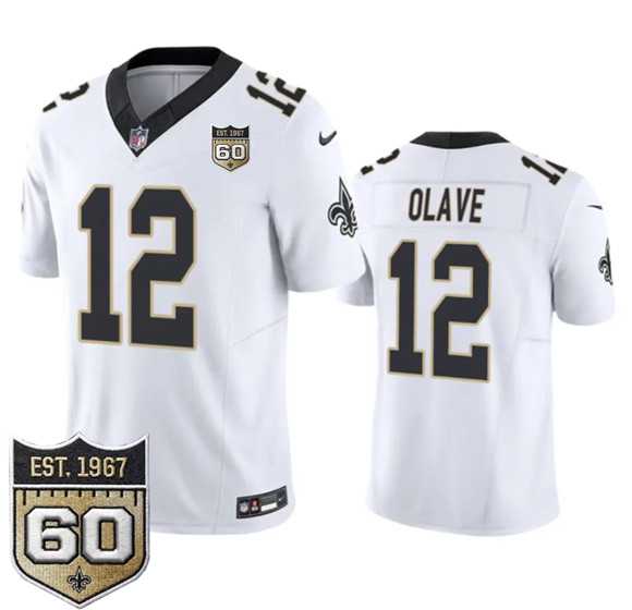 Men%27s New Orleans Saints #12 Chris Olave White 2026 F.U.S.E 60th Anniversary Patch Vapor Limited Stitched Jersey Dzhi->new orleans saints->NFL Jersey