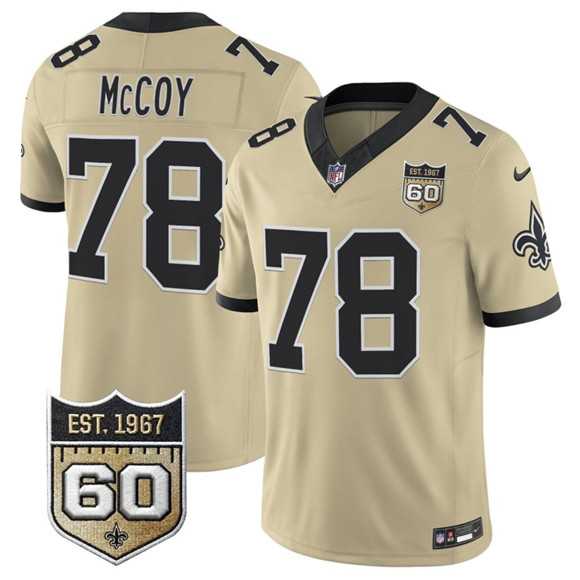 Men%27s New Orleans Saints #78 Erik McCoy Gold 2026 F.U.S.E 60th Anniversary Patch Vapor Limited Stitched Jersey Dzhi->new orleans saints->NFL Jersey