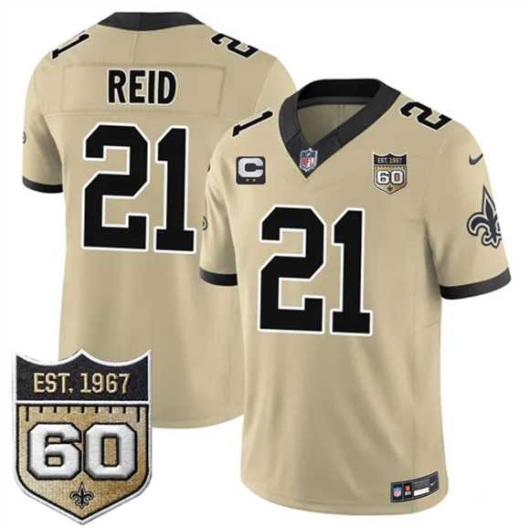 Men%27s New Orleans Saints #21 Justin Reid Gold 2026 F.U.S.E With 2-Star C Patch And 60th Anniversary Patch Vapor Limited Stitched Jersey Dzhi->new orleans saints->NFL Jersey