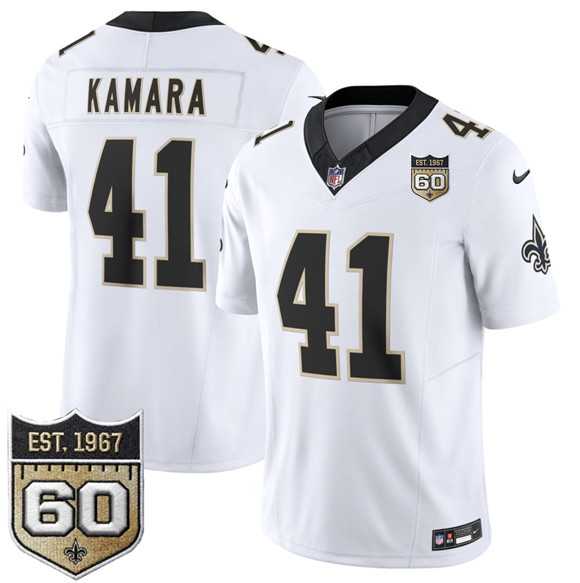 Men%27s New Orleans Saints #41 Alvin Kamara White 2026 F.U.S.E 60th Anniversary Patch Vapor Limited Stitched Jersey Dzhi->new orleans saints->NFL Jersey
