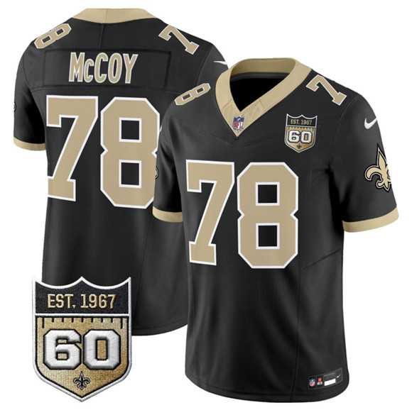 Men%27s New Orleans Saints #78 Erik McCoy Black 2026 F.U.S.E 60th Anniversary Patch Vapor Limited Stitched Jersey Dzhi->new orleans saints->NFL Jersey