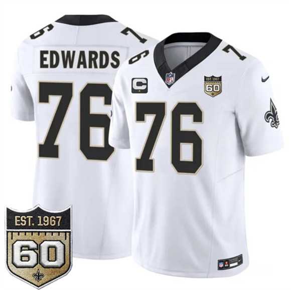 Men%27s New Orleans Saints #76 David Edwards White 2026 F.U.S.E With 1-Star C Patch And 60th Anniversary Patch Vapor Limited Stitched Jersey Dzhi->new orleans saints->NFL Jersey