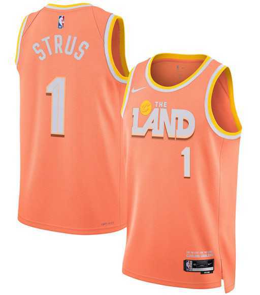 Mens Cleveland Cavaliers #1 Max Strus Orange 2025-26 City Edition Swingman Stitched Jersey Dzhi->cleveland cavaliers->NBA Jersey