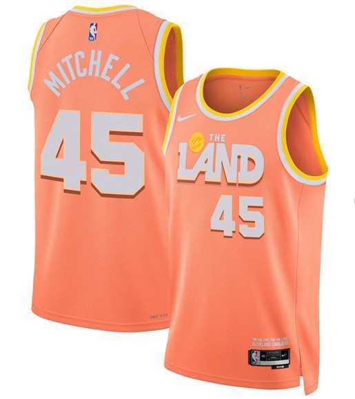Mens Cleveland Cavaliers #45 Donovan Mitchell Orange 2025-26 City Edition Swingman Stitched Jersey Dzhi->cleveland cavaliers->NBA Jersey