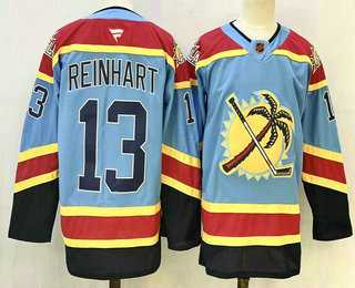 Mens Florida Panthers #13 Sam Reinhart Blue Reverse Retro Stitched Authentic Jersey->florida panthers->NHL Jersey