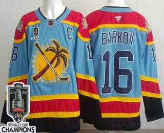 Mens Florida Panthers #16 Aleksander Barkov Blue 2025 Stanley Cup Champions Authentic Jersey->florida panthers->NHL Jersey