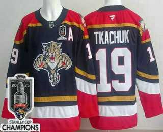 Mens Florida Panthers #19 Matthew Tkachuk Navy 2025 Stanley Cup Champions Authentic Jersey->florida panthers->NHL Jersey