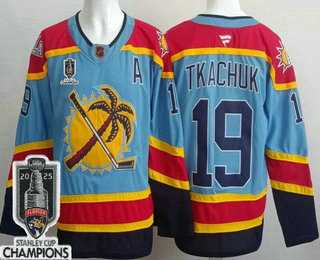 Mens Florida Panthers #19 Matthew Tkachuk Blue 2025 Stanley Cup Champions Authentic Jersey->florida panthers->NHL Jersey