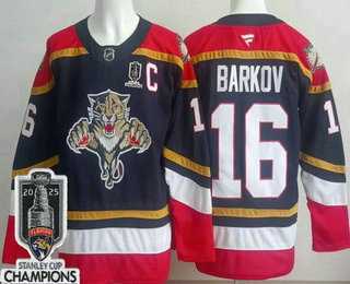 Mens Florida Panthers #16 Aleksander Barkov Navy 2025 Stanley Cup Champions Authentic Jersey->florida panthers->NHL Jersey