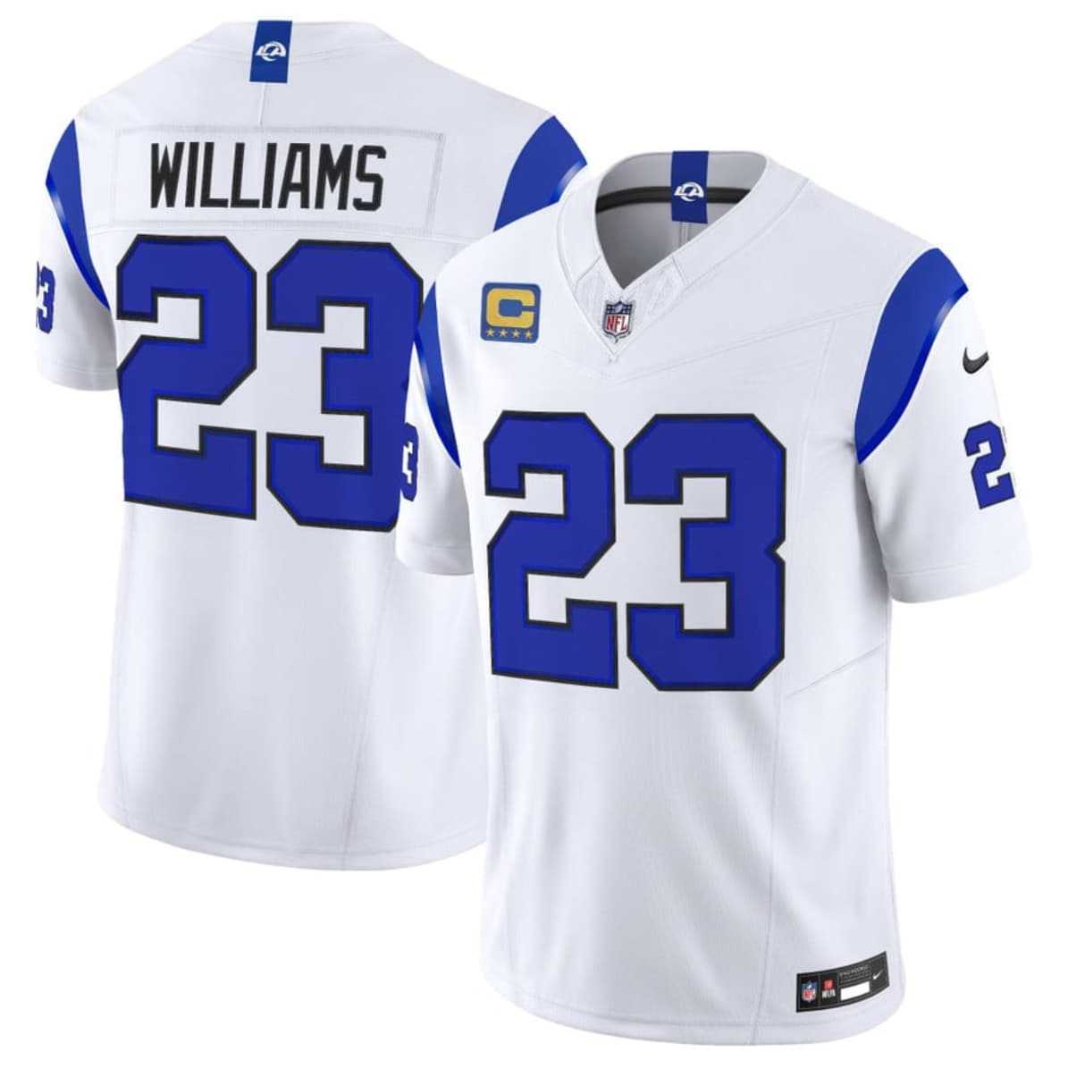 Men%27s Los Angeles Rams #23 Kyren Williams White 2026 F.U.S.E. With 4- Star C Patch Vapor Limited Stitched Jersey Dzhi->los angeles rams->NFL Jersey