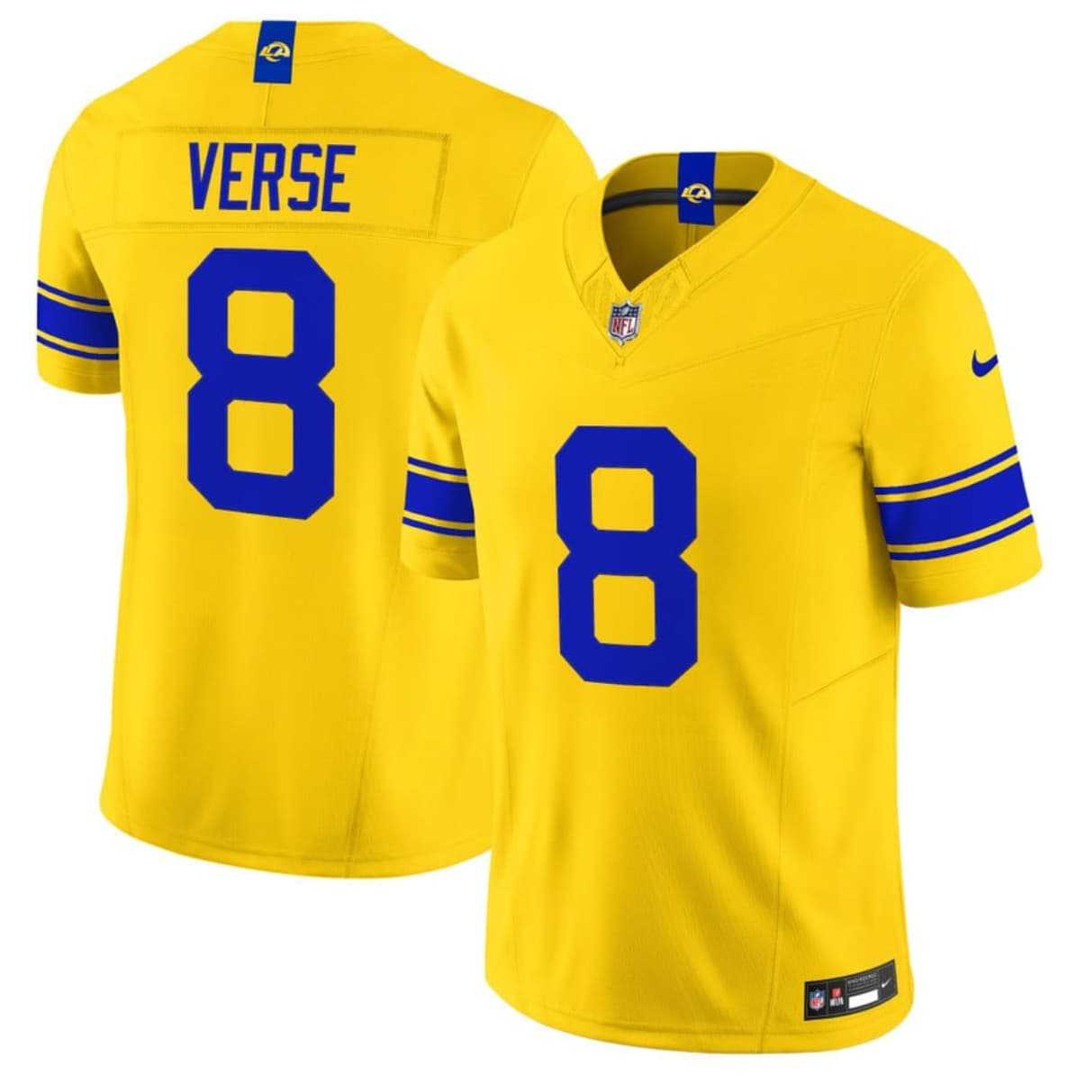 Men%27s Los Angeles Rams #8 Jared Verse Yellow 2026 F.U.S.E. Vapor Limited Stitched Jersey Dzhi->los angeles rams->NFL Jersey