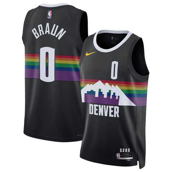 Mens Denver Nuggets #0 Christian Braun Black 2025-26 City Edition Stitched Jersey Dzhi->denver nuggets->NBA Jersey