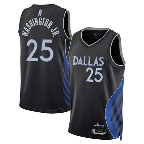 Men%27s Dallas Mavericks #25 P.J. Washington Black 2025-26 City Edition Stitched Jersey Dzhi->denver nuggets->NBA Jersey