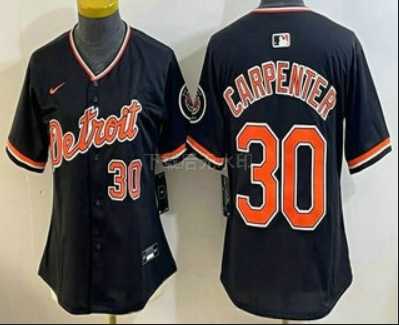 Women%27s Detroit Tigers #30 Kerry Carpenter Black Stadium Jersey->mlb womens jerseys->MLB Jersey