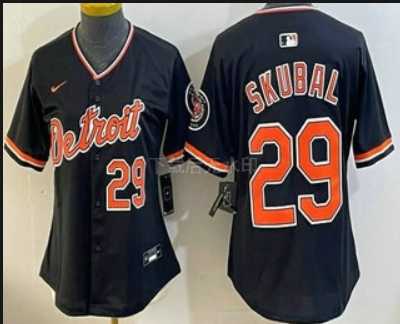 Women%27s Detroit Tigers #29 Tarik Skubal Black Stadium Jersey->mlb womens jerseys->MLB Jersey