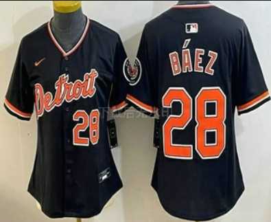 Women%27s Detroit Tigers #28 Javier Baez Black Stadium Jersey->mlb womens jerseys->MLB Jersey