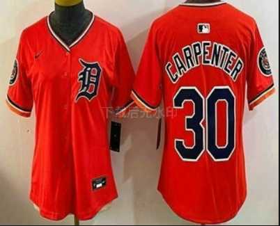 Women%27s Detroit Tigers #30 Kerry Carpenter Orange Stadium Jersey->mlb womens jerseys->MLB Jersey