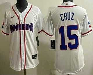 Women%27s Dominican #15 Oneil Cruz White 2026 World Classic Cool Base Jersey->mlb womens jerseys->MLB Jersey