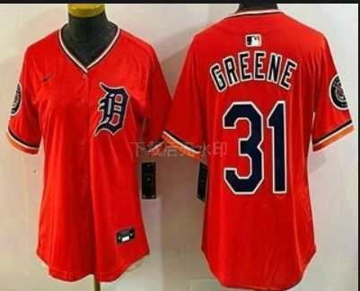 Women%27s Detroit Tigers #31 Riley Greene Orange Stadium Jersey->mlb womens jerseys->MLB Jersey