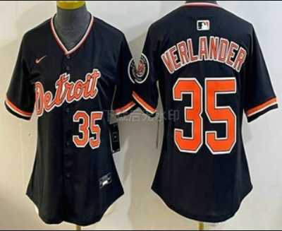 Women%27s Detroit Tigers #35 Justin Verlander Black Stadium Jersey->mlb womens jerseys->MLB Jersey