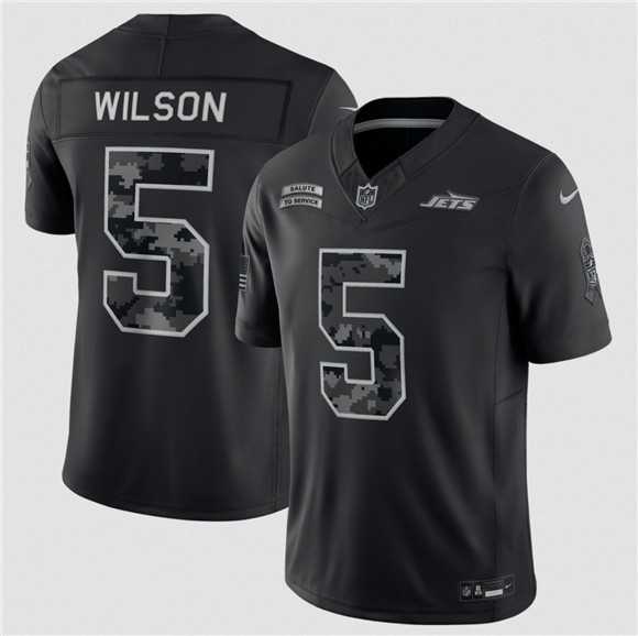 Men%27s New York Jets #5 Garrett Wilson Black F.U.S.E. 2026 Salute to Service Limited Stitched Jersey->new york giants->NFL Jersey